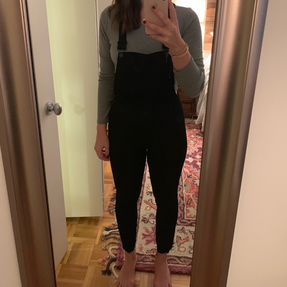madewell black skinny overalls